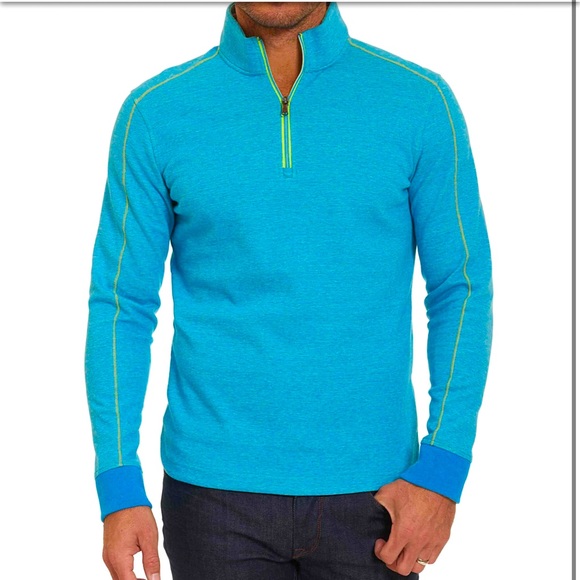 ROBERT GRAHAM ‘ABDUL’ 1/4 ZIP LONG SLEEVE KNIT - MINT COLOR - CLASSIC FIT - Picture 9 of 10